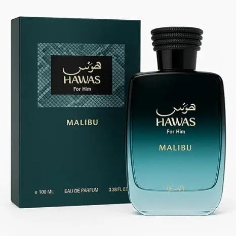 Hawas MALIBU for Him - Eau De Parfum Spray Hawas ICE Makeup Women's Perfume 100 ML, 3.38 Fl Oz