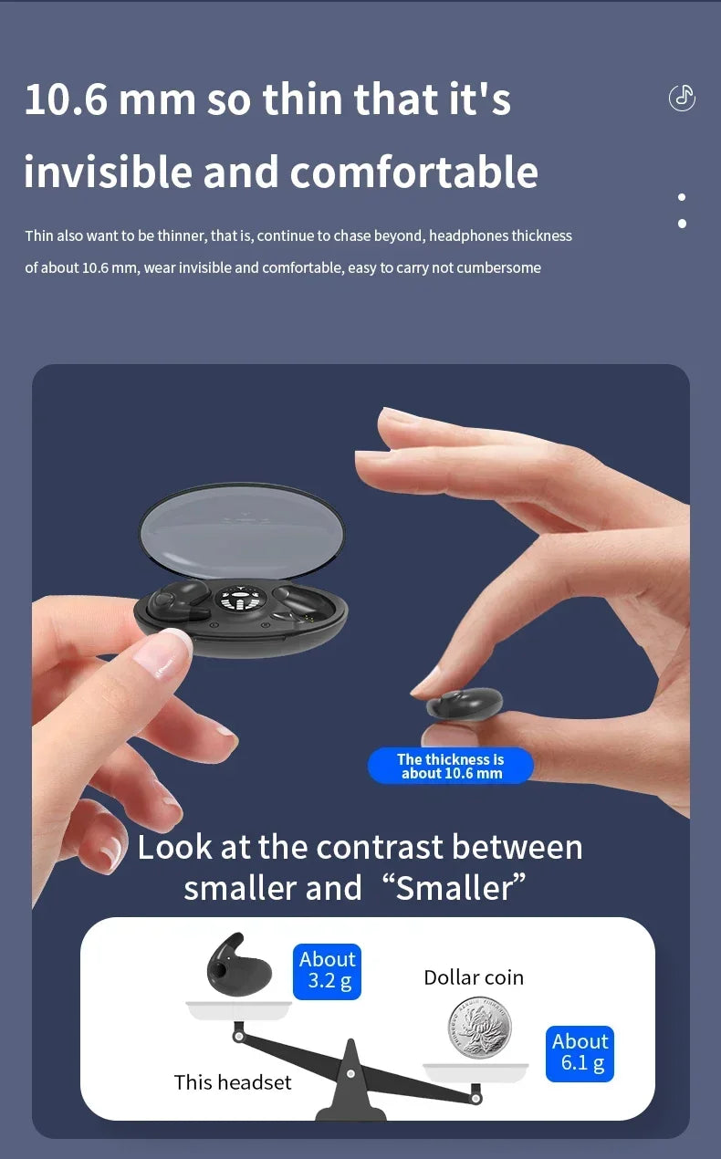 Lenovo Invisible Sleep Wireless Earphone TWS Bluetooth 5.3 Headphones Hidden Earbuds Waterproof Noise Reduction Sports Headset