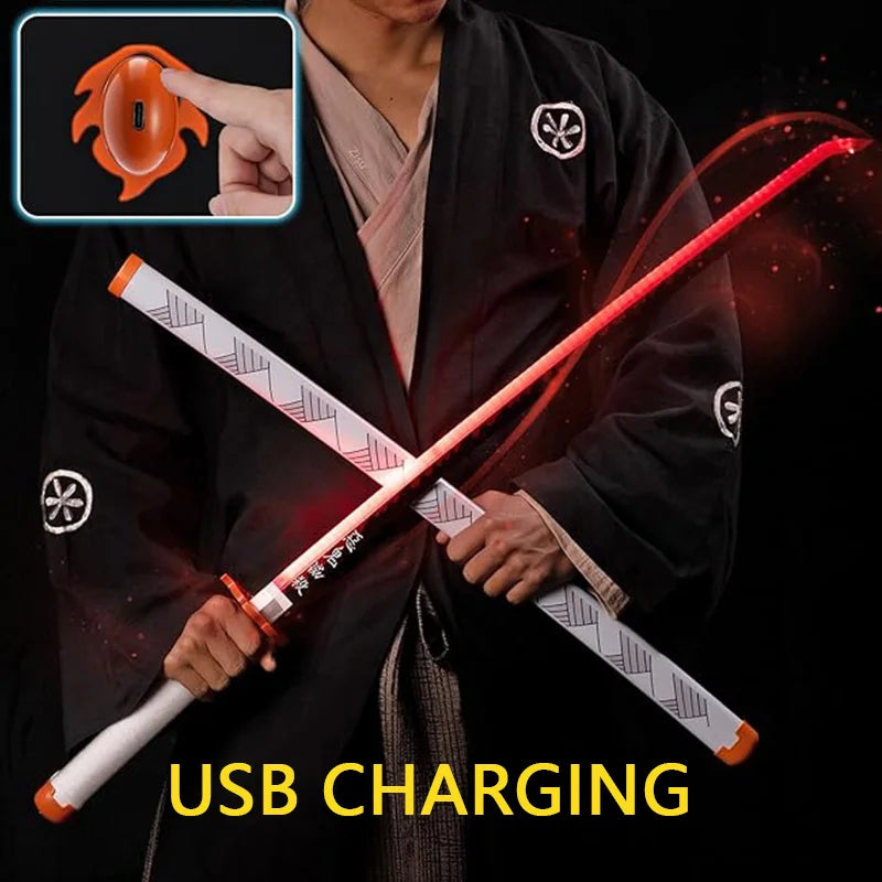 41″ LED Light Up  Sword Katana Japanese Anime Cosplay Samurai Swords Tanjiro Nichirin Sword withholder And Belt