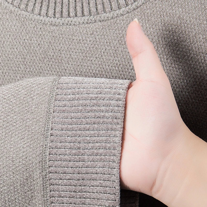 Luxury brand men's round neck knitted sweater fashion cartoon embroidery comfort warm plush autumn winter casual golf pullover