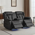 Loveseat Recliner Sofa, Home Theater Seating with ConsoleReclining Loveseat Sofa RV Couch with LED Lights, Cup Holders, USB, Dr