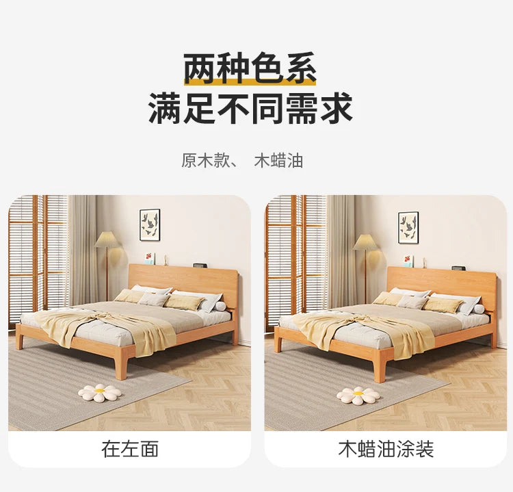 Elegant Storage Double Bed Frame Wood Platform Modern Twin Queen Bed Frame Full Size Nightstands Cama Moderno Lujo Furniture