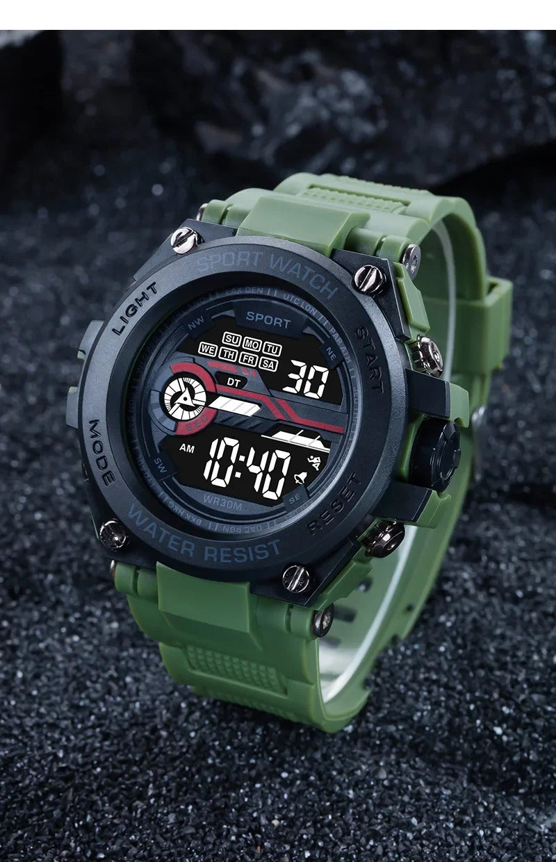 YIKAZE Men's Sports Watch Waterproof Man Sport Watches Multifuction LED Digital Military Watch Alarm Clock Electronic Wristwatch