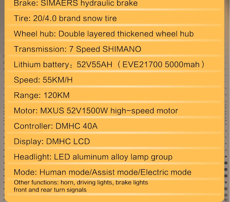 US Stock | AKEZ 52V 1500W E-Bike for Adults, 55Ah Battery, Long Range Powerful Electric Bicycle Aluminum Alloy Frame