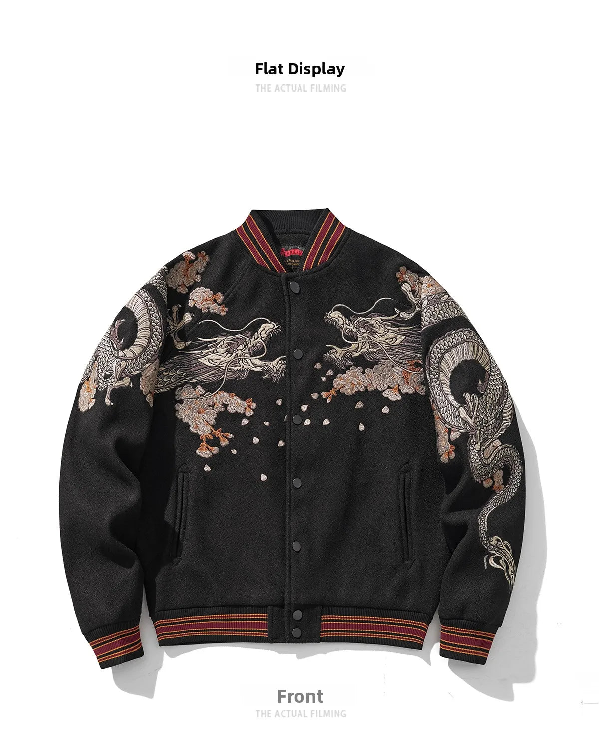 Ele Embroidered Heavy Industry Harajuku Sle Men's Baseball Jaet Woolen Coat Spring Autumn Faion Trend Outerwear
