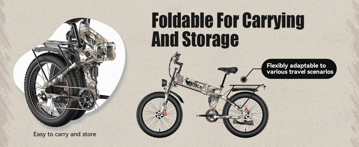 Electric Bike 2000W 52V 25AH AWD Dual Motor Folding E-bike 24"Fat Tyre E-bike US