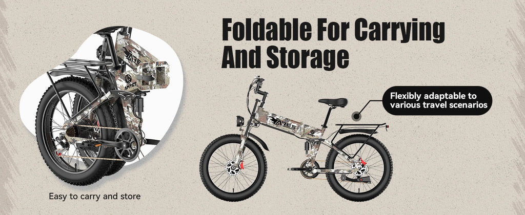 Electric Bike 2000W 52V 25AH AWD Dual Motor Folding E-bike 24" Fat Tire US
