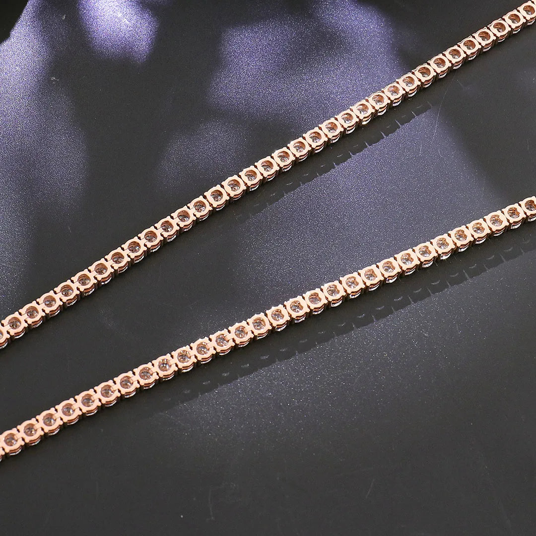 Provence Tennis Necklace 55cm 14K Rose Gold 3.5mm DEF/VS Lab Diamonds for Women Men party Fine Jewelry hip hop Necklace Custom