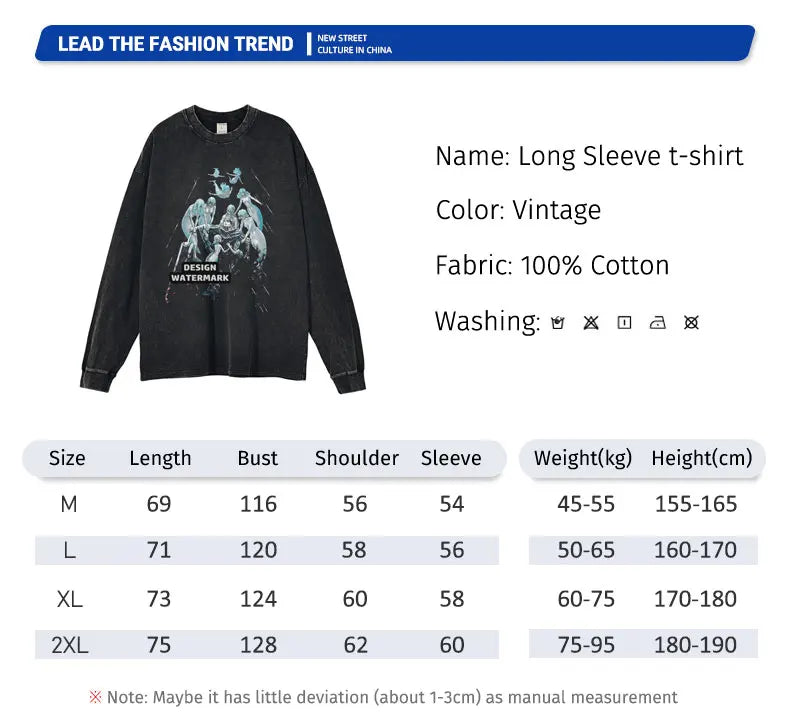 Anime Griffith Sweater Oversized Vintage Washed B -Berserk Long Sleeve T Shirt Manga Guts Pullover Zodd Sweatshirts 100% Cotton