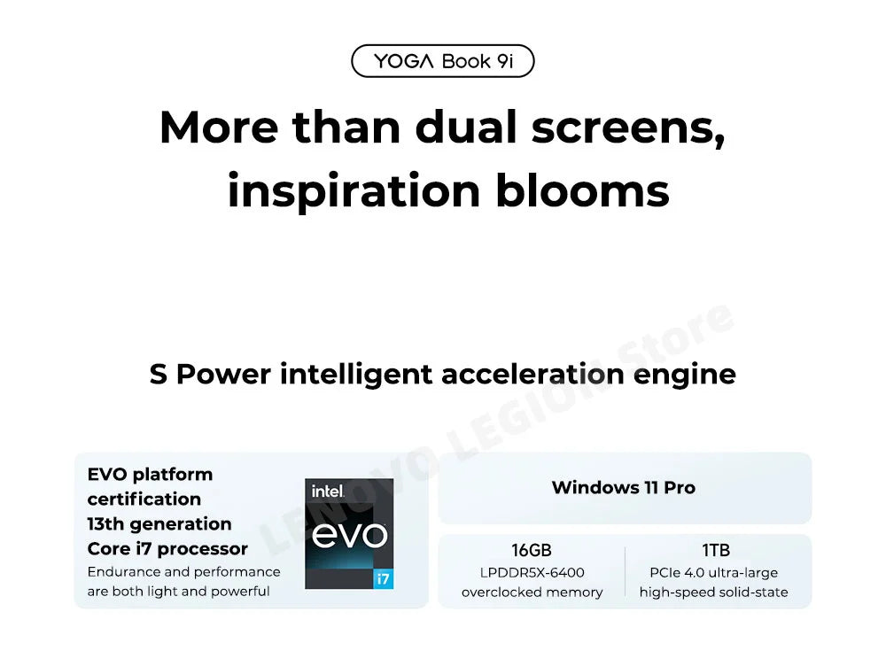 Lenovo YOGA Book 9i Laptop 13th Generation Core i7-1355U 16G 1T Intel Evo Platform 13.3-Inch 2.8K OLED Dual-screen Notebook