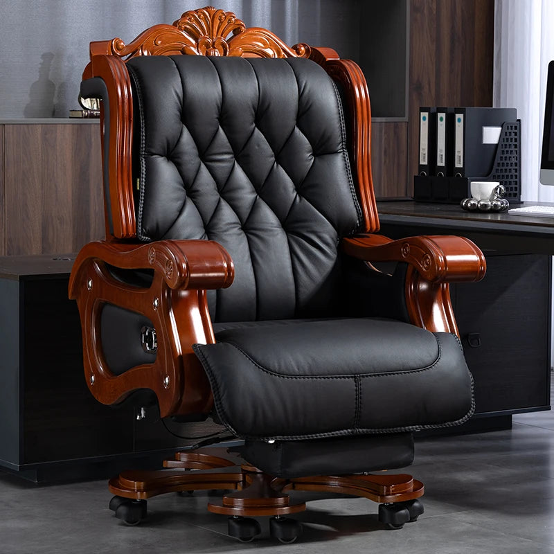 Leather Wheels Office Chair Armrest Ottoman Massage Executive Swivel Chair Comfortable Designer Silla De Escritorio Furniture