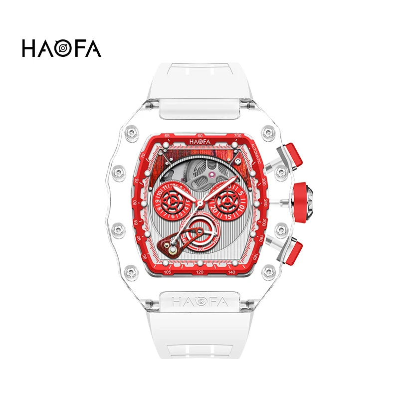Haofa Luxury Synthetic Crystal Case men watches Automatic Mechanical Chronograph Vintage man watches Fashion 2368
