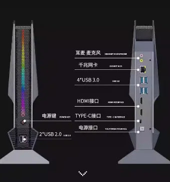 New 13th generation I9-13900H mini host RTX4060 + D5 memory unique display 8G design Game LIVE computer