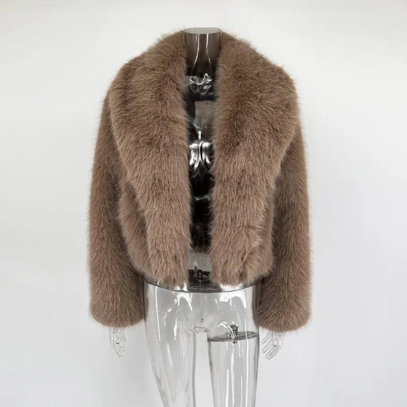 Tossy Winter Fashion Fur Feather Outwear For Women Lapel High Waist Warm Loose Long Sleeve Commute Coat Female Fur Feather 2025