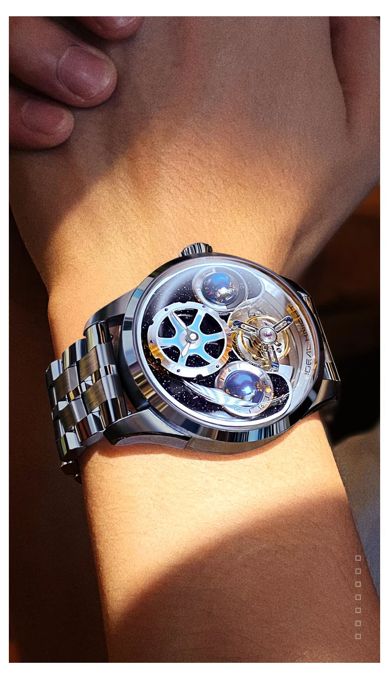IDEAL KNIGHT Tourbillon Automatic Mechanical Watch for Men Skeleton Flywheel Top Man Watch High-end Luxury Men's Wristwatch 6805