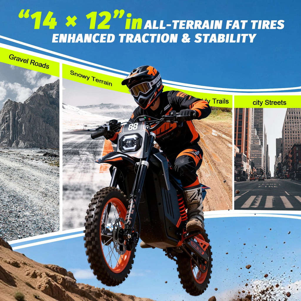 Electric Dirt Bike ForAdults, 3000W Peak Off-road E-bike, 48V30Ah Battery Fast Electric Motorcycle,34MPH Max Speed, 31 Miles Ran