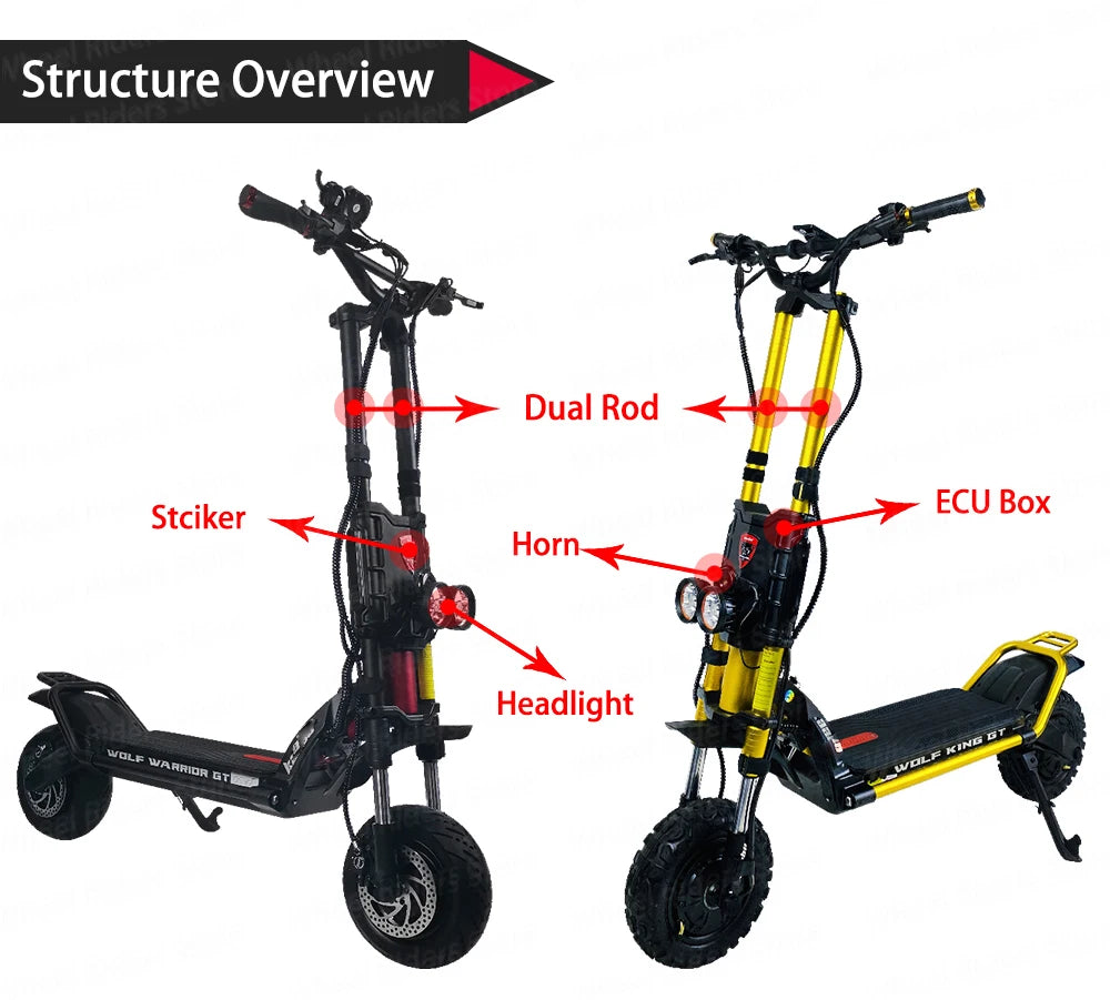 KB Wolf King GT Pro 2000W*2 Dual Motor 72V 35Ah Battery 11inch Run-proof Tires TFT Display Sine Wave Controller Electric Scooter