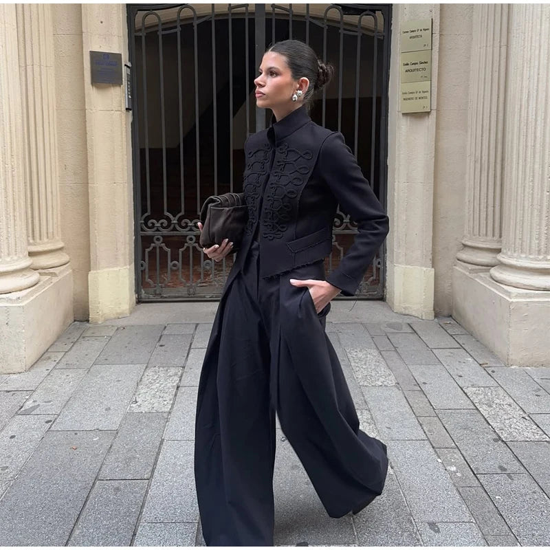 Fashion Stand Collar Military Jacket Women Casual V-neck Full Sleeve Single Breasted Short Jackets 2026 Lady Spring Commute Coat