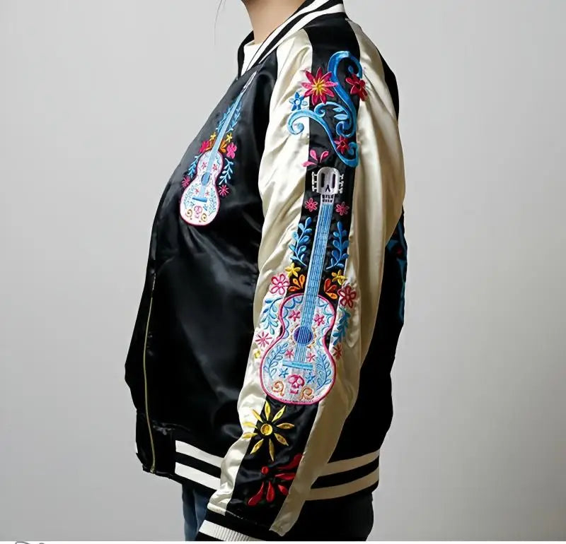 Premium Sukajan Hamahiga Full Embroidery Patchwork Jacket Outerwear Color Block Youth Trend Standard Fit Long Sleeve Zipper C...