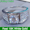 Custom Real 18K White Gold Ring Men Engagement Anniversary Party Wedding Ring Round Moissanite Diamond Luxury 1 2 3 4 5 Carat