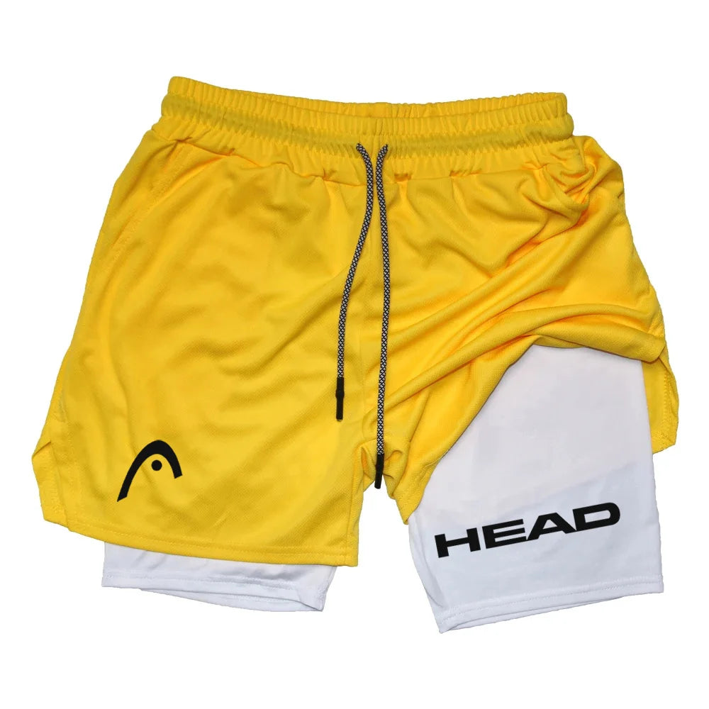 Anime Berserk Head Running Shorts Men Fitness Gym Training 2 in 1 Sports Quick Dry Workout Jogging Double Deck Summer