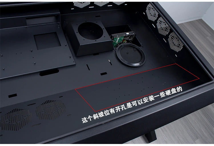btooer Computer Case All-in-One Desk Cool Sci-fi Water Cooling Irregular Built-in Fully Transparent Large Case E-sports