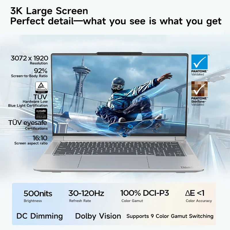 2026 New Lenovo Thinkbook 14+ AI Laptop 14.5" 3K 120Hz Screen Ultra X7 358H 32GB LPDDR5x 1TB SSD Integrated Graphics Notebook PC