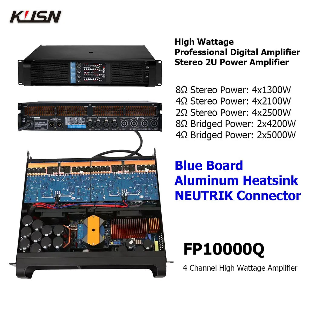 FP10000Q Copper Heatsink 10000W RMS Professional Digital Amplifier 2500Wx4 FP 10000Q  2U High Power For Subwoofer Speaker
