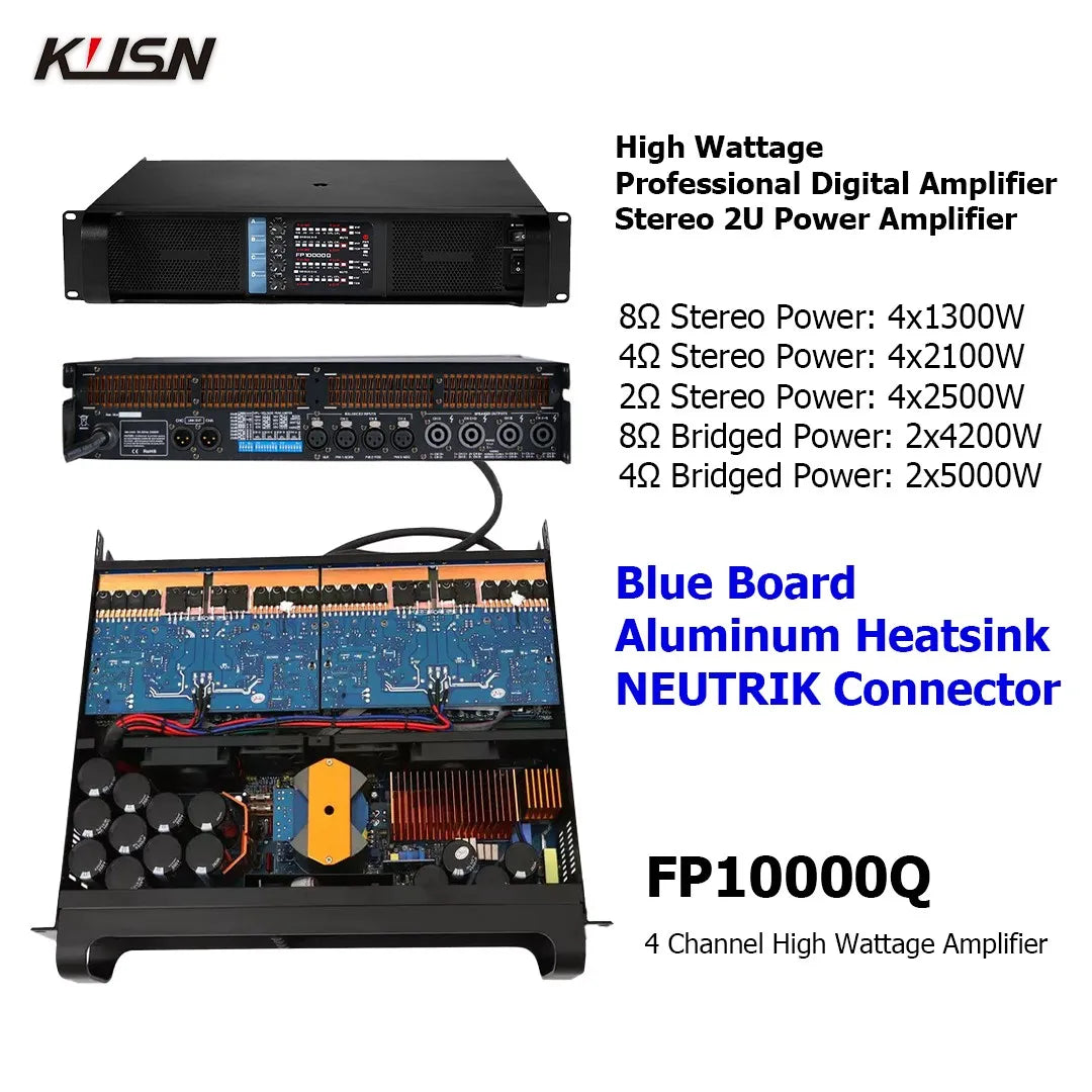 FP10000Q Copper Heatsink 10000W RMS Professional Digital Amplifier 2500Wx4 FP 10000Q  2U High Power For Subwoofer Speaker