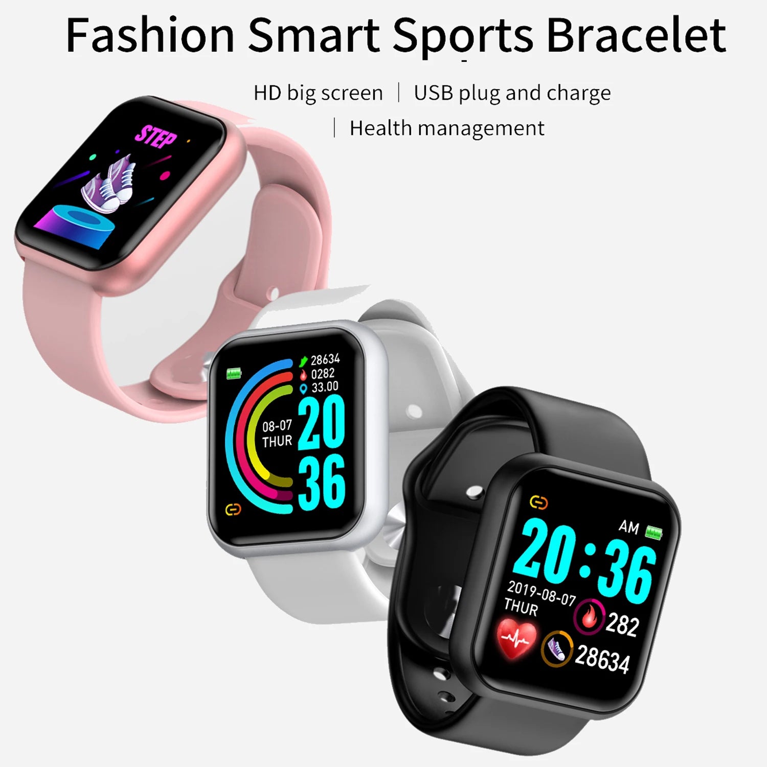 Men Smart Watches Color Screen Bluetooth Woman Fitness Sport Bracelet Health Sleep Monitor Electronic Clock Smartwatch Alarm Y68