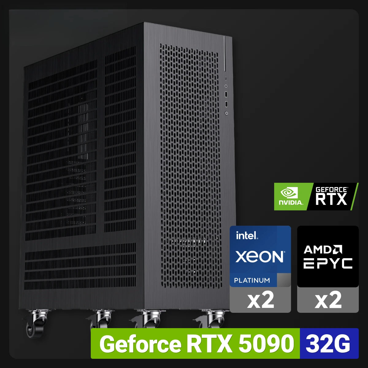5090 water-cooled version dual-CPU host professional grade Xiaolong ultra-quiet tower AI computer workstation