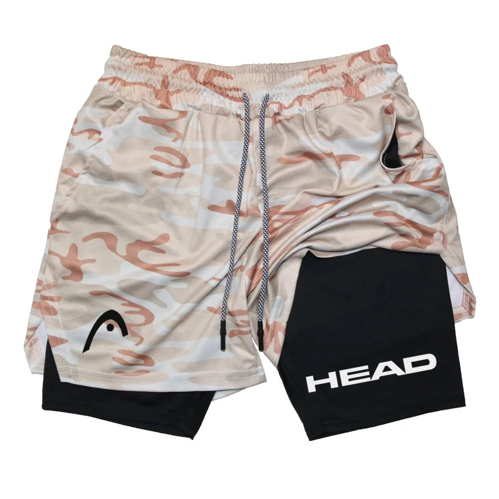 Anime Berserk Head Running Shorts Men Fitness Gym Training 2 in 1 Sports Quick Dry Workout Jogging Double Deck Summer
