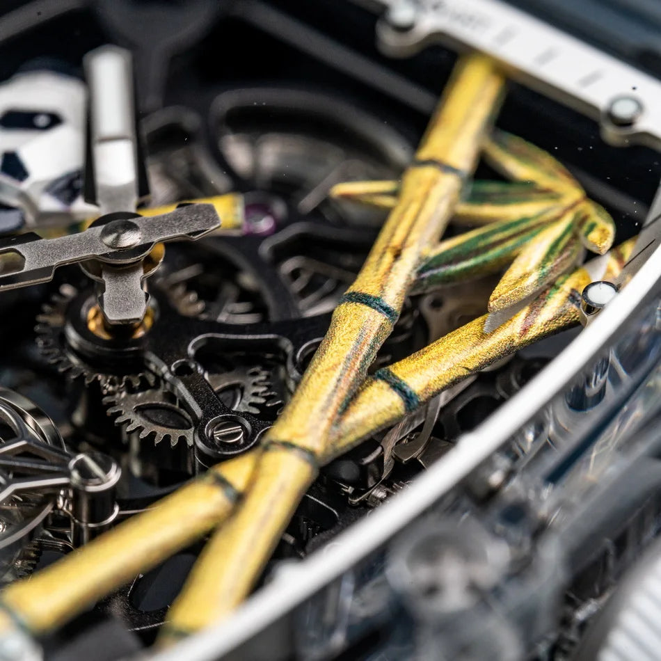CRONUSART Men Tourbillon Watch 50mm*42mm Tonneau Sapphire Case Mechanical Wristwatch Fluororubber Strap Skeleton Panda Dial