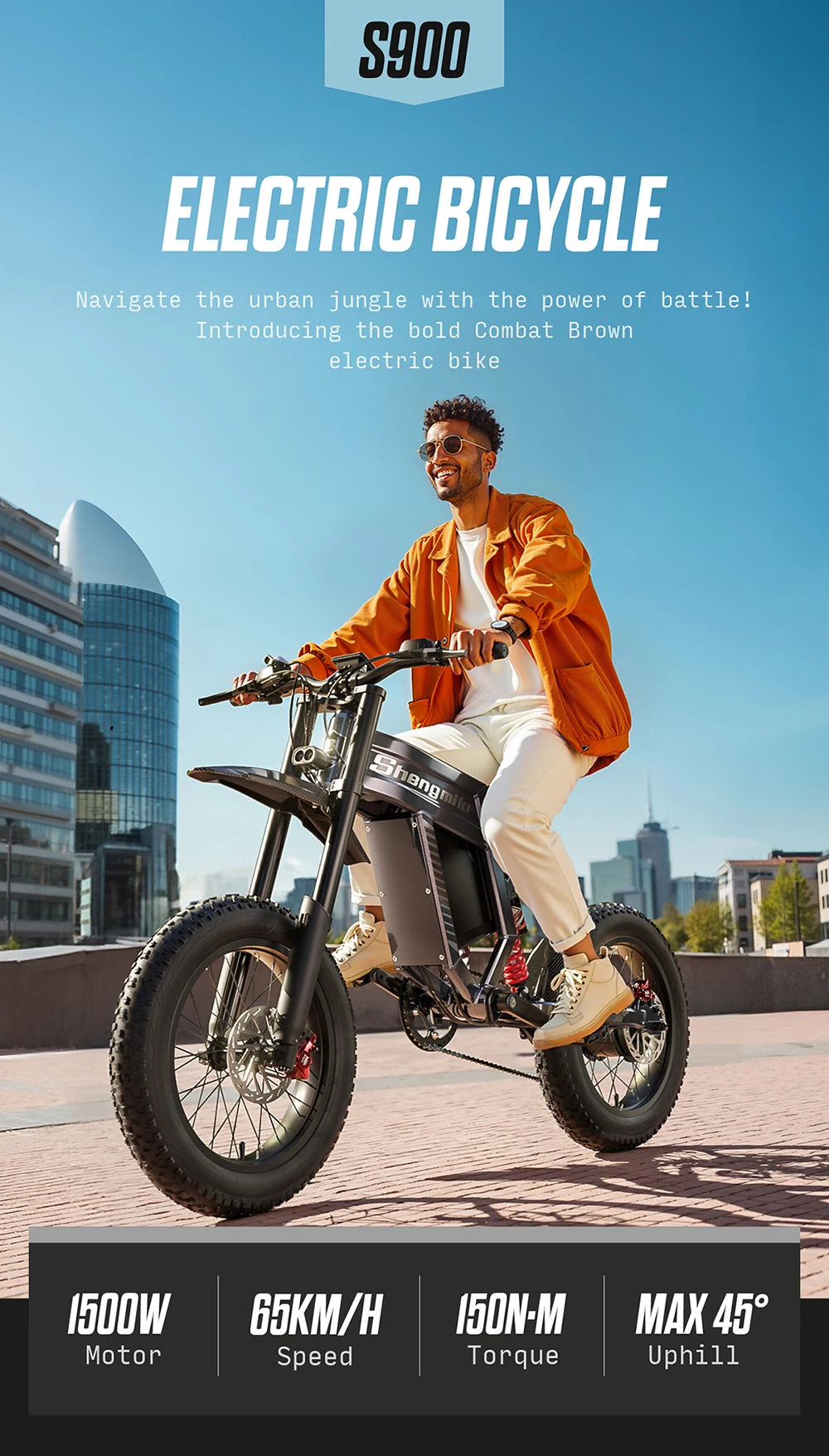 Powerful 20" Fat Tire E-Bike 1500W 60V 40MPH Electric MountainBike for Adventure