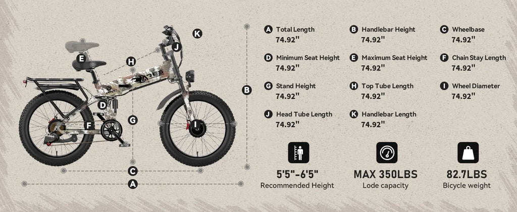 2000W Electric Bike 24" Fat Tire E-bike 32MPH 52V 25Ah Ebike for Adults