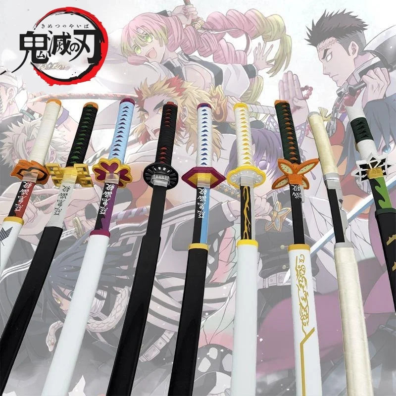 104cm Japanese Katana Samurai Sword Accessory Demon Slayer Katana Tanjirou Sword Kimetsu No Yaiba Iron Ninja Knife Cosplay Toy
