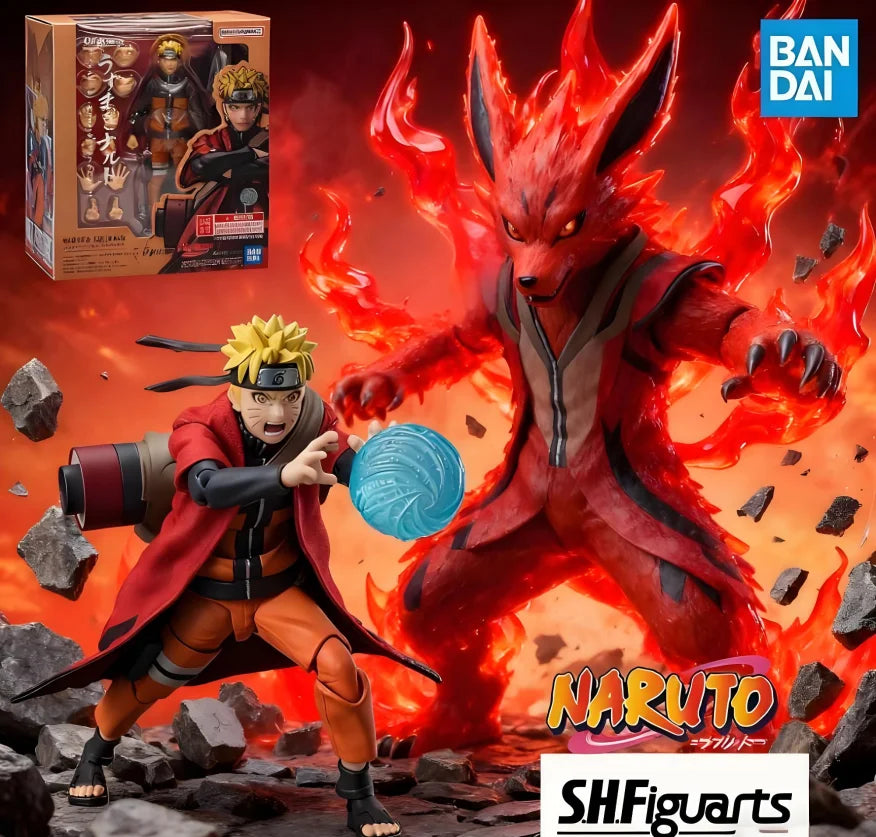 BANDAI Naruto Original Box Figure SHF Naruto Series Uzumaki Naruto [Sage Mode] Anime Peripheral Model Figure Collection Gifts