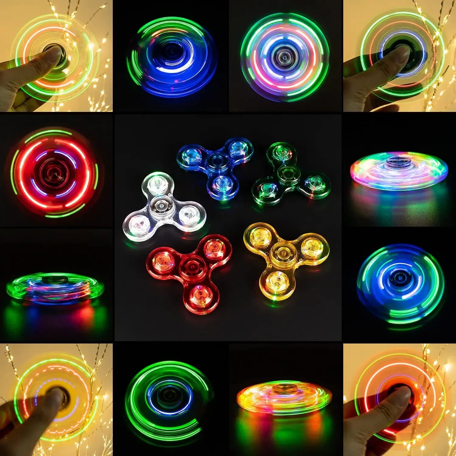 Glow in Dark LED Light Fidget Spinner Finger Toy Hand Spinner Stress Reduction and Anxiety Relief for Children
