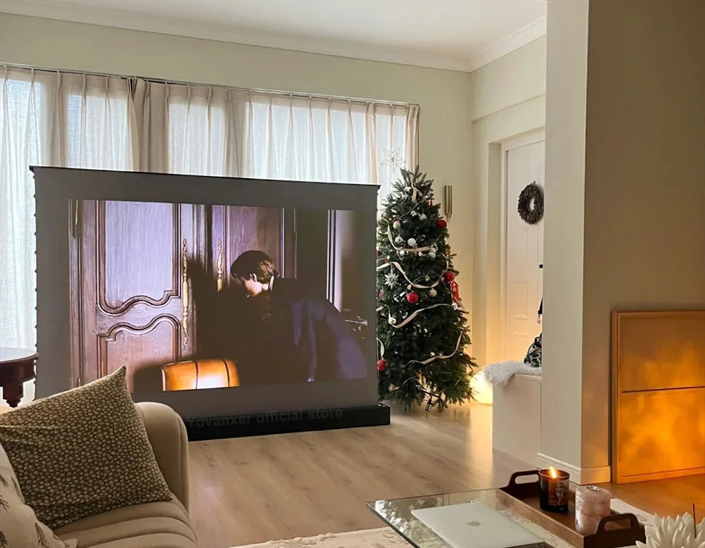 72-120 Inch Motorized Fresnel ALR Floor Rising Projector Screen Ambient Light Rejecting for Normal Throw Projector 3D 8K Image