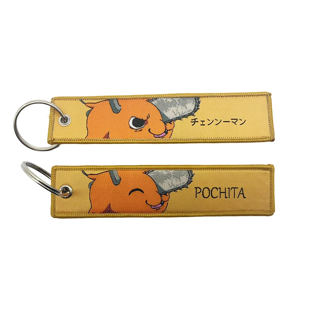 Anime embroidery Key Jet Tag Key chain Cartoon Keychains Key Ring Holder Pendant Gift Wholesale keychain accessories Key
