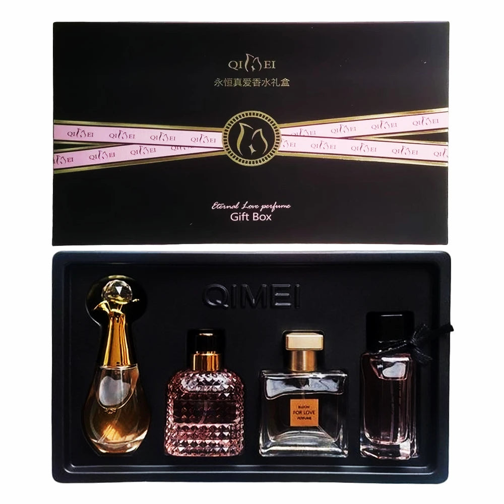Luxury Brand Perfume Women Eau De Parfum Femme Gift Box 4Pcs Set 100ml Perfumes De Mujer Fresh Natural Floral Fruity Scent Spray