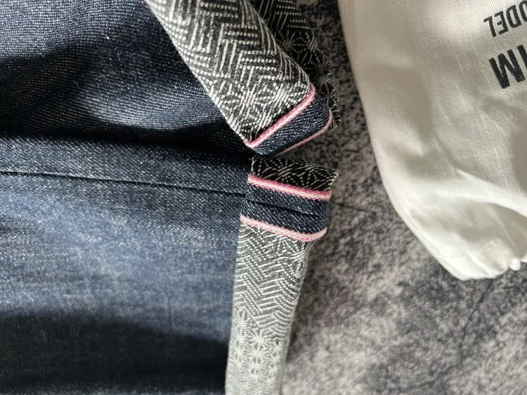 15oz Heavyweight Thick Selvedge Indigo Denim Jeans Sakura Ruffle 2025 Spring 100% Cotton Loose Straight Pants Japanese Men