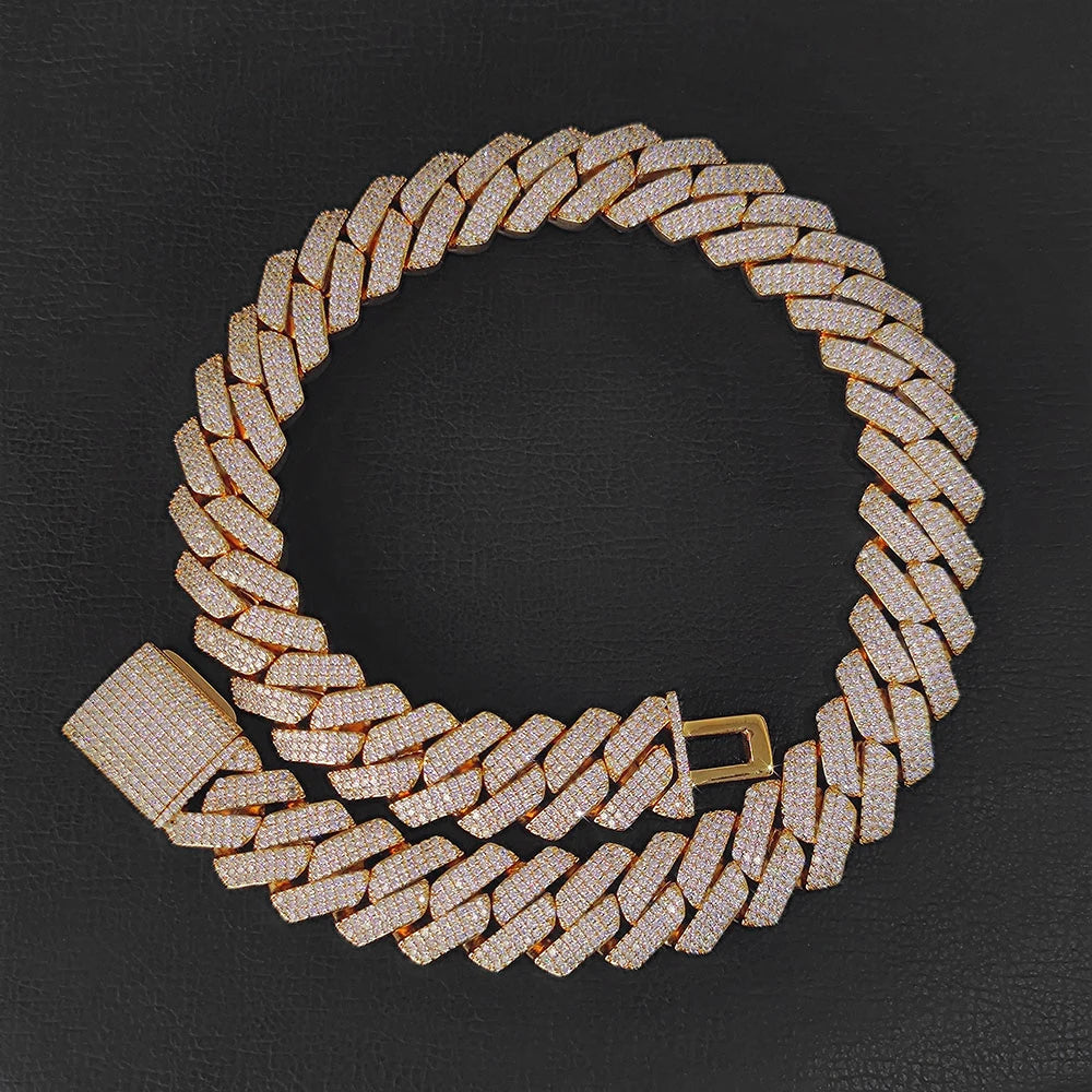 Hip Hop Jewelry 20mm Thick Cuban Link Chain Crystal Miami Gold Silver Two Color Iced Out CZ Cuban Chain Necklace