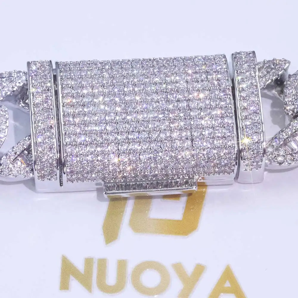 Fine Style 20mm 3 Row 925 Solid Silver Heavy Moissanite Necklace Iced Out Hip Hop Jewelry VVS Best Quality Cuban Link Chain
