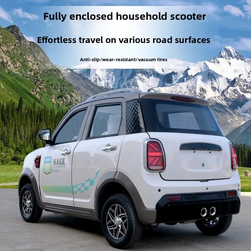 Electric four-wheeler new energy household vehicle closed mobile scooter dual-purpose gas vehicle