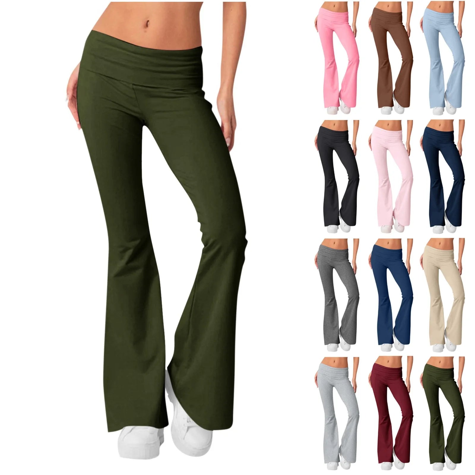 Women Flare Leggings High Waist Wide Leg Yoga Pants Seamless Fitness Workout Tights Gym Sports Trousers Casual Slimming Clothing