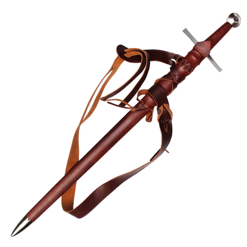 Medieval Sword Replica, Spring Steel,European Sword, Professional Training Sword, Genuine Cowhide Sheath,Arming / Knightly Sword