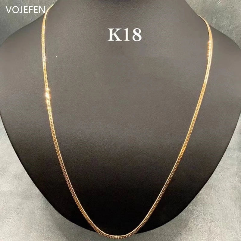 VOJEFEN AU750 Gold Cuban Necklace Jewelry Genuine For Women/Men Pure Gold 3MM Chain Neck Jewel 2026 Brand Luxury Quality Choker