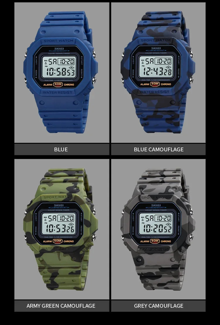 SKMEI 1628 Luxury Digital Men Watches Sports Waterproof Electronic Mens Wristwatches Military Back Light Clock 1988 Reloj Hombre