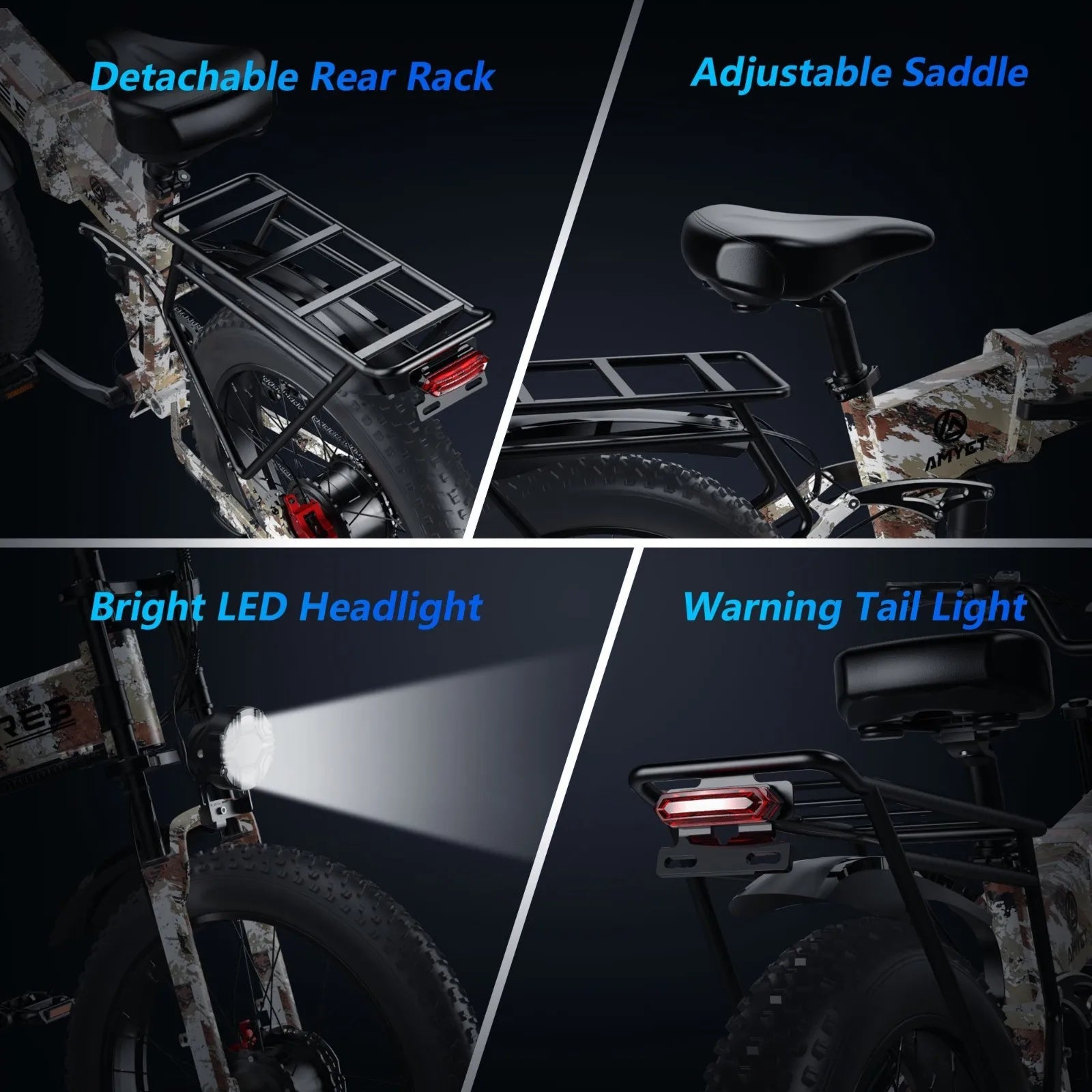 Electric Bike 2000W 52V 25AH AWD Dual Motor Folding E-bike 24"Fat Tyre E-bike US